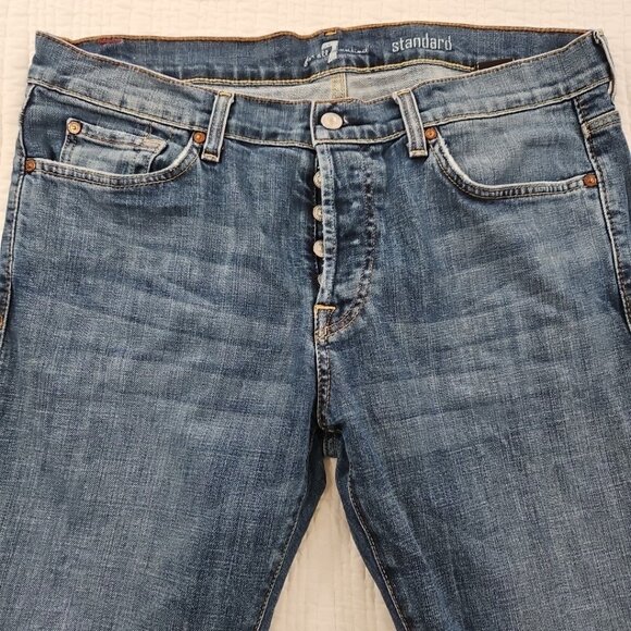 7 For All Mankind Standard Jeans Men's 36x30 Straight Leg Button Fly EUC Stretch - Picture 9 of 16